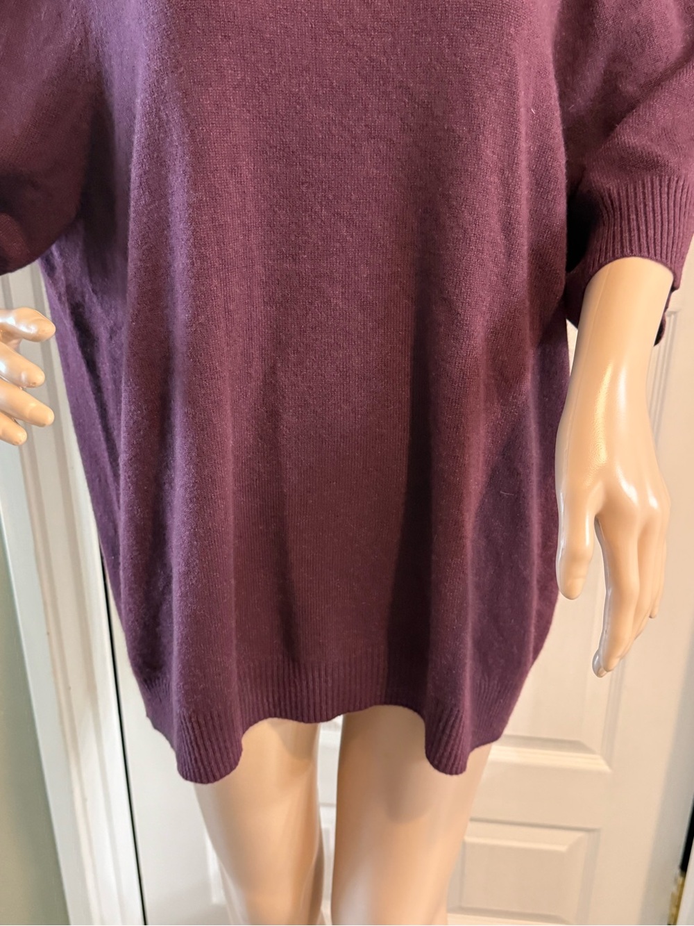 Chicos Short Sleeve Cashmere Sweater Plum Purple Size 3 XL High Neck Soft - Picture 3 of 11